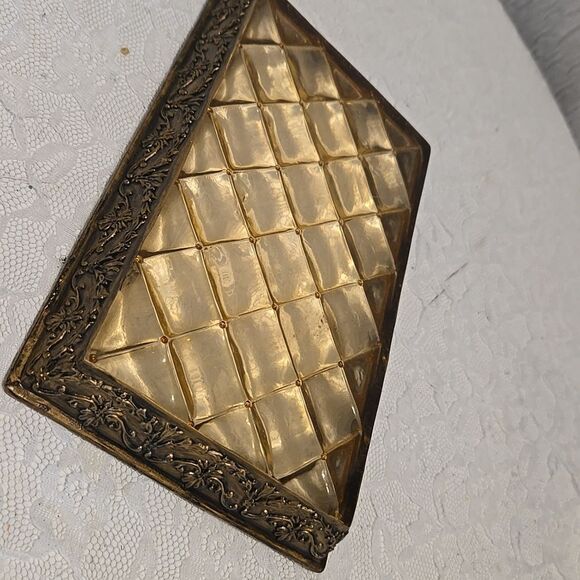 Elegant Brown and Gold  Trinket Tray Vintage - Picture 10 of 11